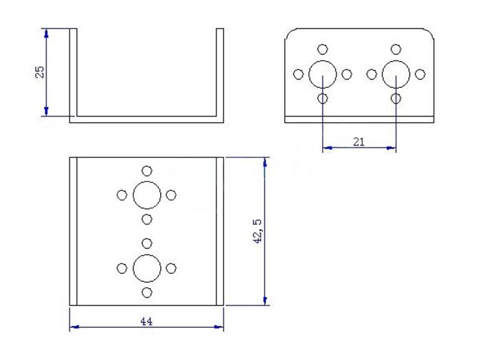 Servo Bracket - Black Aluminium - U-Channel Short