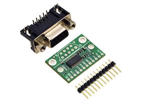 All parts included in a Pololu 23201a Serial Adapter kit
