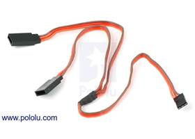 12" (300 mm) RC servo extension Y-cable (single female to double male)