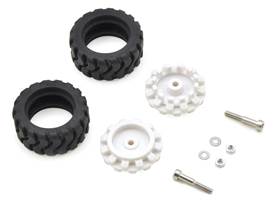Pololu 42x19mm idler wheel/sprocket pair with white hubs and included hardware
