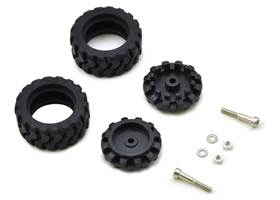 Pololu 42x19mm idler wheel/sprocket pair with black hubs and included hardware