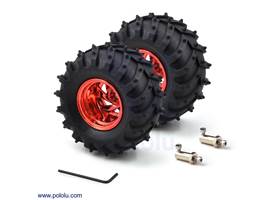 Dagu Wild Thumper wheel pair 120x60mm (metallic red) with included 4mm hub adapters and Allen wrench
