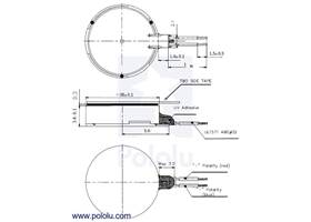 Dimension diagram (in mm) for the shaftless vibration motor 8x3.4mm