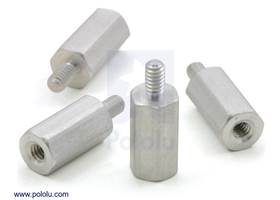 Aluminum standoff: 3/8" length, 2-56 thread, M-F (4-pack)