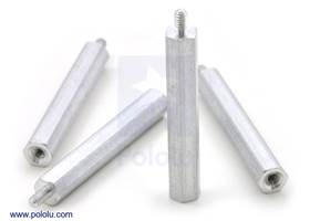 Aluminum standoff: 1-1/4" length, 2-56 thread, M-F (4-pack)