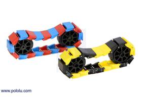20-link chains of the miniature tank tracks in mixed colors with 8-tooth sprocket pairs