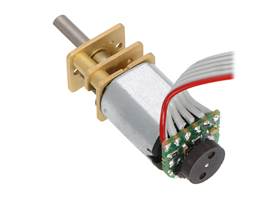 Magnetic Encoder Kit for Micro Metal Gearmotors assembled with ribbon cable wires