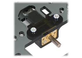 Micro metal gearmotor mounted to a piece of acrylic with black mounting bracket version (1)