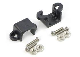 Black micro metal gearmotor mounting bracket pair with included screws and nuts