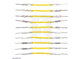 Wires with Pre-crimped Terminals 10-Pack M-M 1&quot; Yellow.