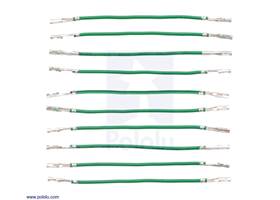 Wires with Pre-crimped Terminals 10-Pack F-F 2&quot; Green.