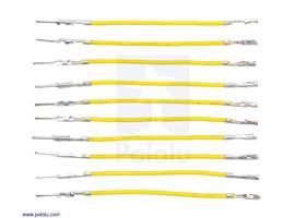 Wires with Pre-crimped Terminals 10-Pack M-F 2&quot; Yellow.
