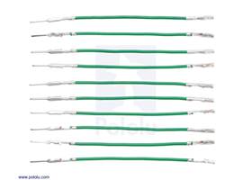 Wires with Pre-crimped Terminals 10-Pack M-F 2&quot; Green.
