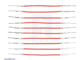 Wires with Pre-crimped Terminals 10-Pack M-M 2&quot; Red.