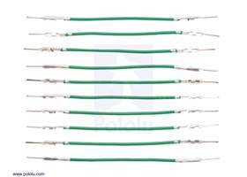 Wires with Pre-crimped Terminals 10-Pack M-M 2&quot; Green.