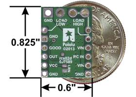 Pololu RC Switch with Medium Low-Side MOSFET, bottom view with dimensions