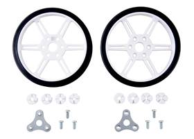 Pololu Multi-Hub Wheel w/Inserts for 3mm and 4mm Shafts &#8211; 80×10mm, White, 2-pack.