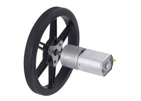 80x10mm Pololu Multi-Hub Wheel installed on the 4mm&nbsp;D-shaft of a 20D metal gearmotor. (1)