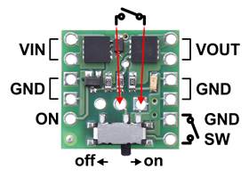 Pinout diagram of Mini MOSFET Slide Switch with Reverse Voltage Protection