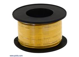 Stranded wire with yellow insulation (available in various gauges; 26 AWG spool shown)