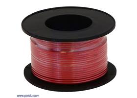 Stranded wire with red insulation (available in various gauges; 26 AWG spool shown)