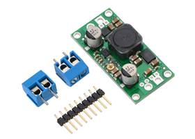 Pololu adjustable step-up/step-down voltage regulator S18V20AHV with included optional terminal blocks and header pins