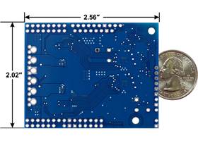 Motoron M2S18v18 or M2S24v14 Dual High-Power Motor Controller Shield for Arduino, bottom view with dimensions.