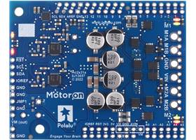 Motoron M2S24v14 Dual High-Power Motor Controller Shield for Arduino, top view.