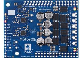 Motoron M2S18v20 Dual High-Power Motor Controller Shield for Arduino, top view.