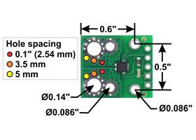 ACS71240 Current Sensor Carrier basic dimensions of current path connection holes and mounting holes.