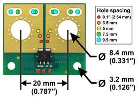 ACS72981 Current Sensor Large Carrier basic dimensions of current path connection holes and slots.