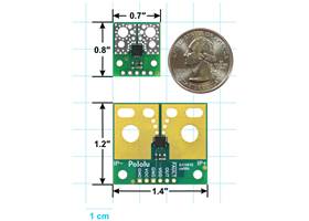 ACS37220 Current Sensor Compact Carrier (top) and Large Carrier (bottom) size comparison.