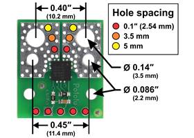 ACS37220 Current Sensor Compact Carrier basic hole dimensions.