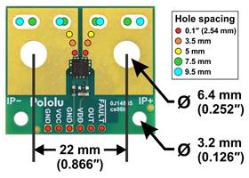 ACS37220 Current Sensor Large Carrier basic hole and slot dimensions.