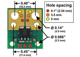 ACS72981 Current Sensor Compact Carrier basic hole dimensions.