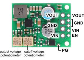 Fine-Adjust Step-Down Voltage Regulator w/ Adjustable Low-Voltage Cutoff D30V33MAxCMA labeled pinout (D30V33MASCMA version shown).