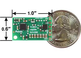 Fine-Adjust Step-Down Voltage Regulator D30V30MAx, bottom view with dimensions (D30V30MAS version pictured).