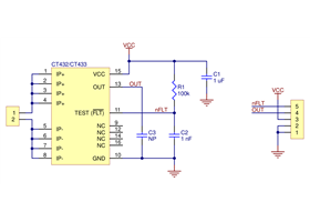 CT432/CT433 TMR Current Sensor Carrier schematic diagram.