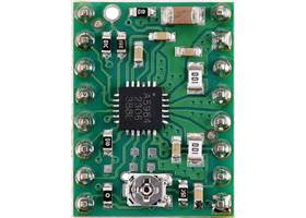 A5984 Stepper Motor Driver Carrier, Adjustable Current (Soldered Header Pins), top view.